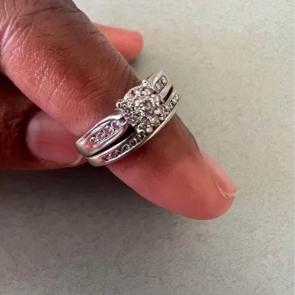 Wedding ring set 10KT White gold - Picture 13 of 17